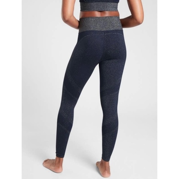 Athleta Twilight Tight Sparkle Seamless Leggings Navy Blue XS - Picture 2 of 5